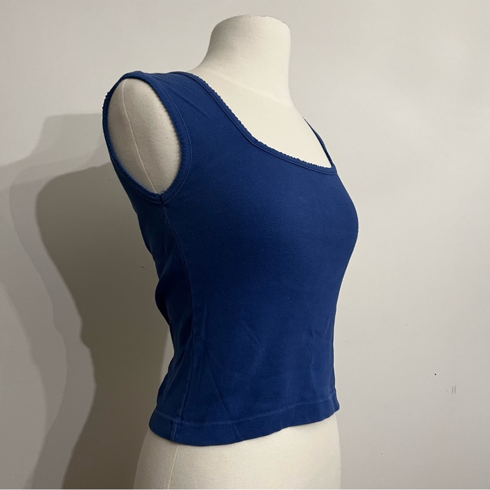Blue Square Neck Tank Top